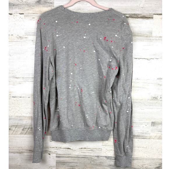 POL Women’s S Gray Lightweight Long Sleeve Distressed Paint Pullover Sweater NEW - Picture 2 of 5